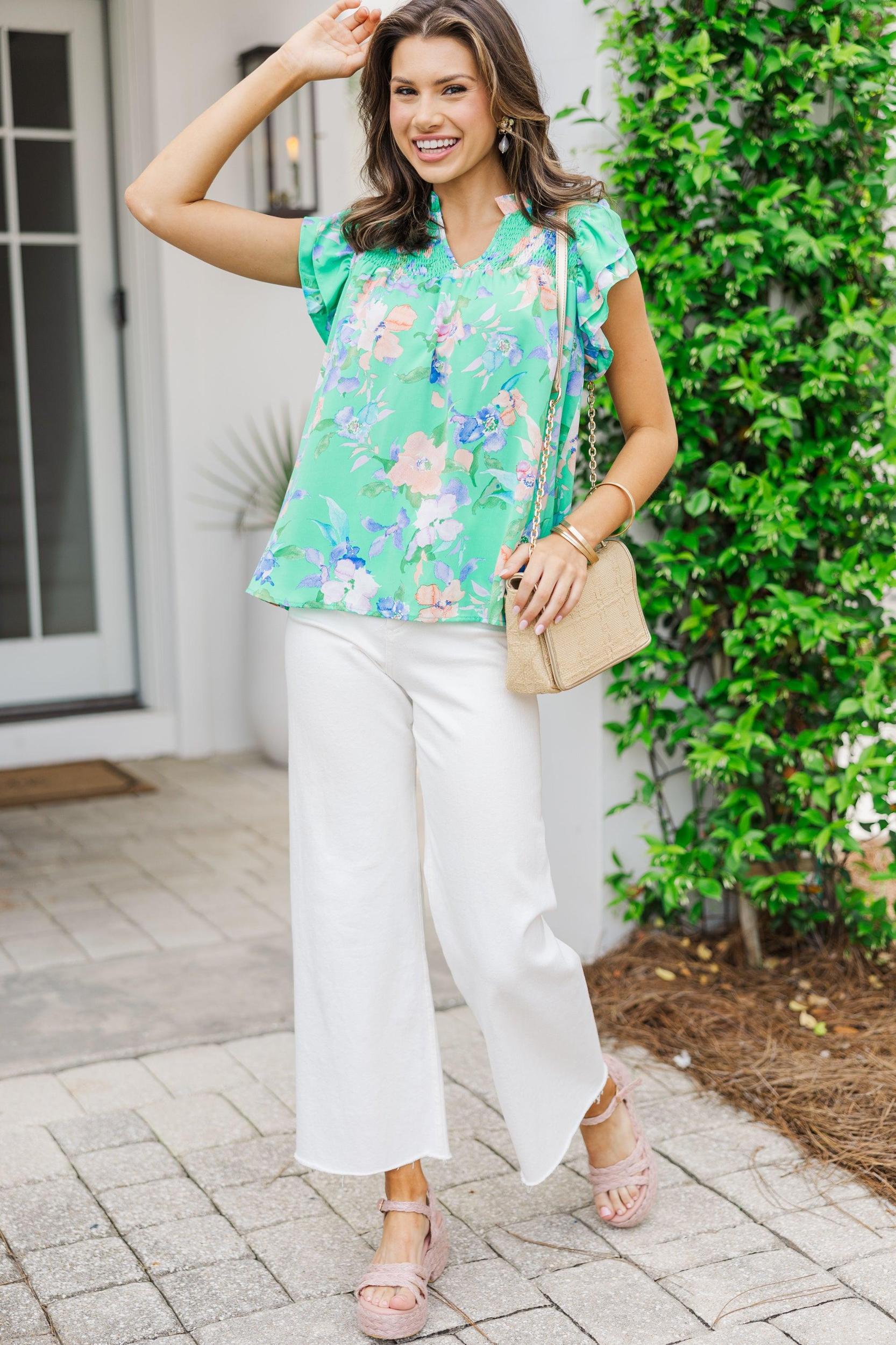 Day Dreaming Green Floral Blouse Female Product Image