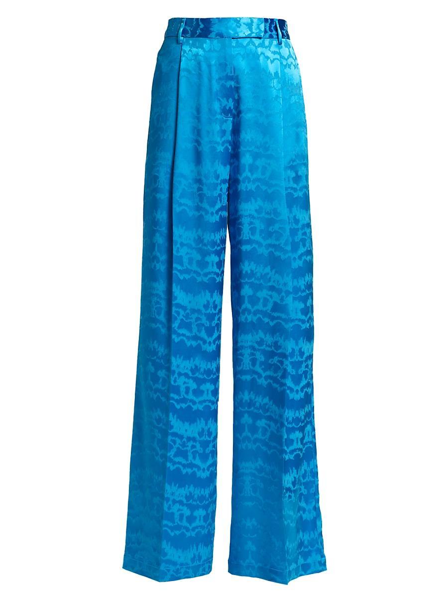 Womens High-Waisted Wide-Leg Pleated Trousers Product Image