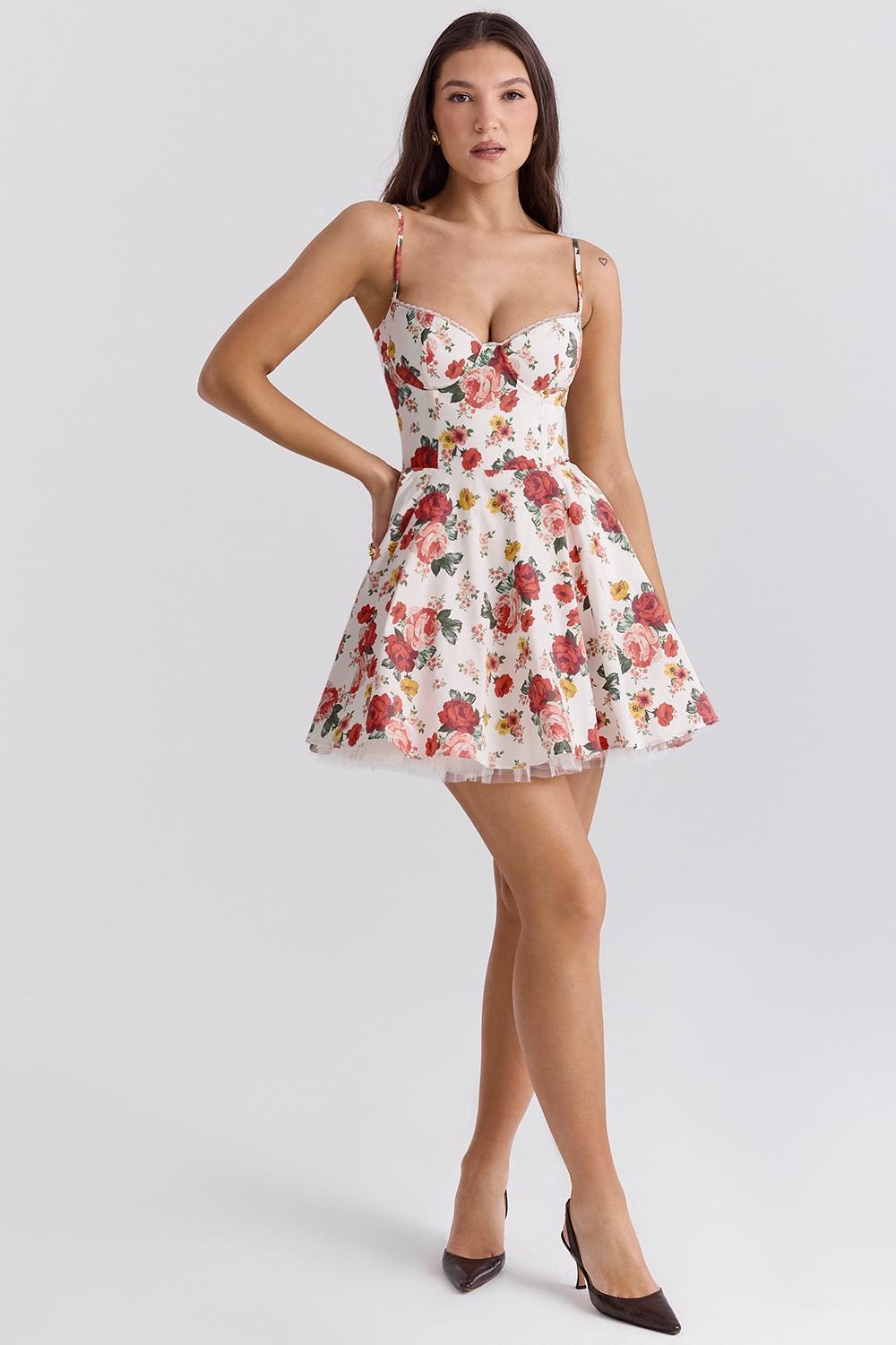 Minimoiselle  italian rose print tulle mini dress Product Image