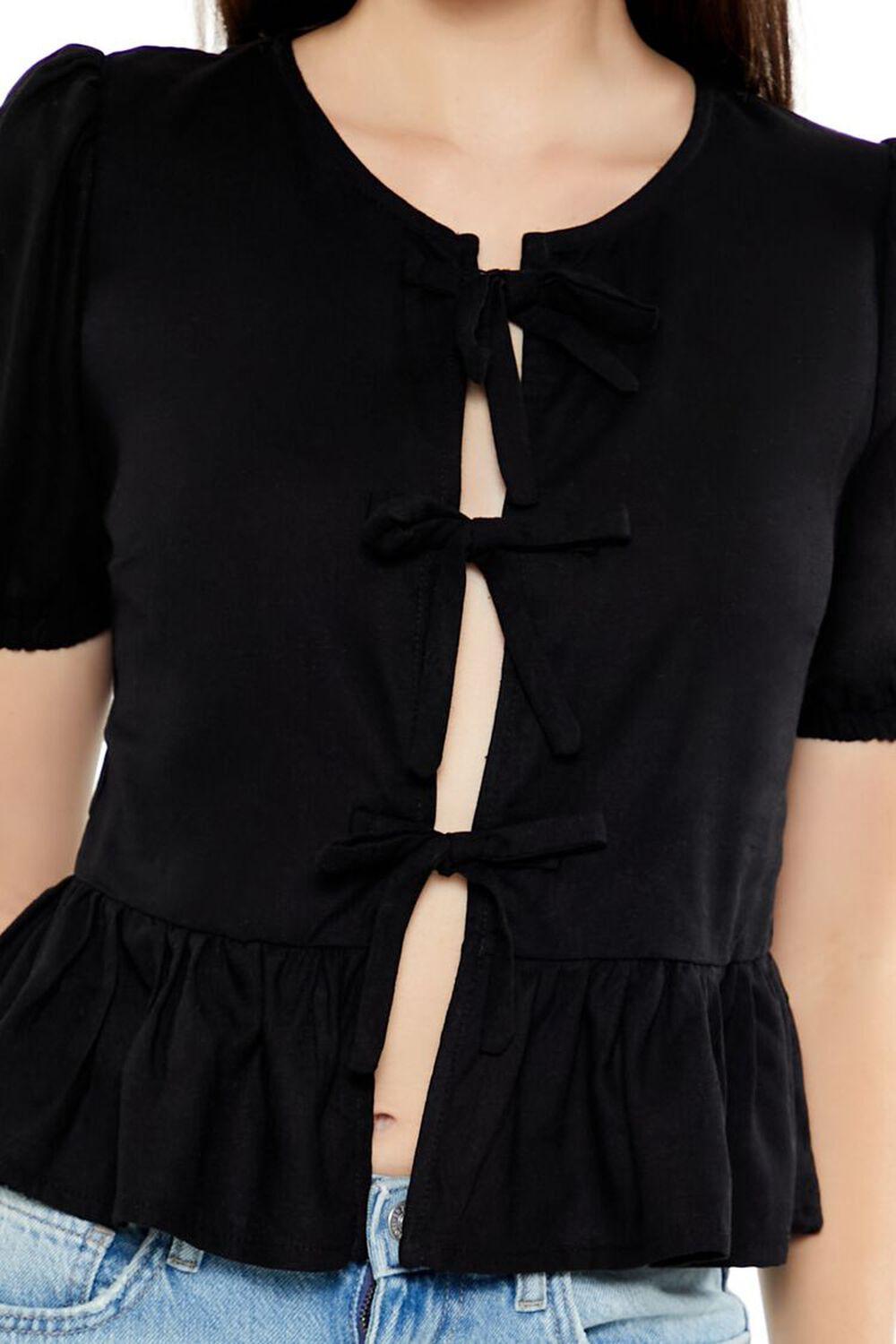 Bow Split-Front Flounce Top | Forever 21 Product Image