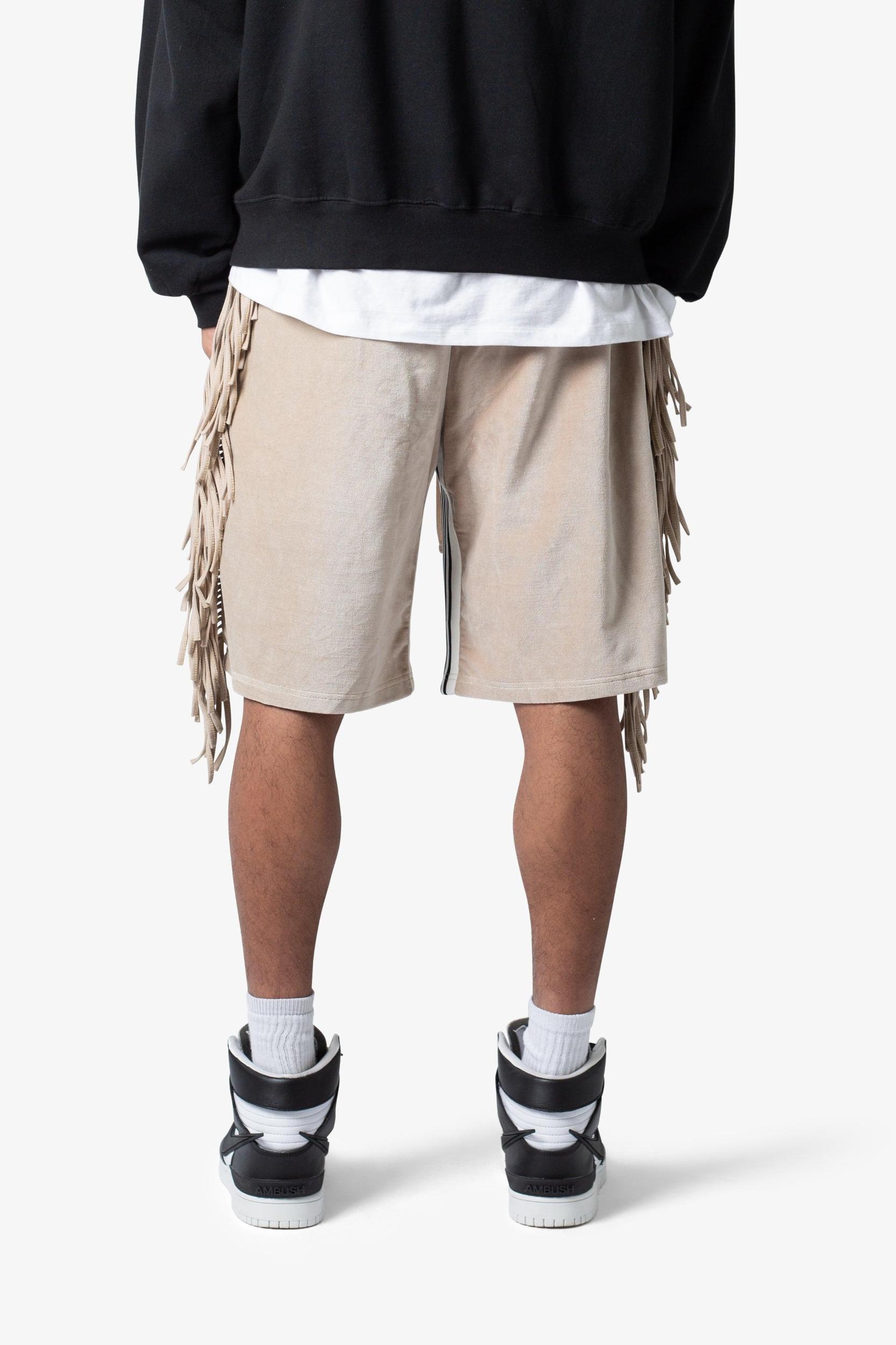 Fringe Velour Sweatshorts - Dust Product Image