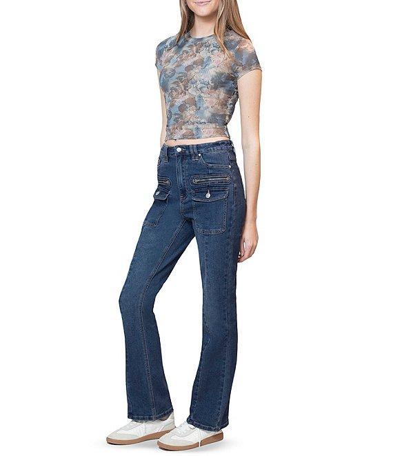 Stevie by Steve Madden Crew Neck Allover Photo Seal Printed Mesh T-Shirt Product Image