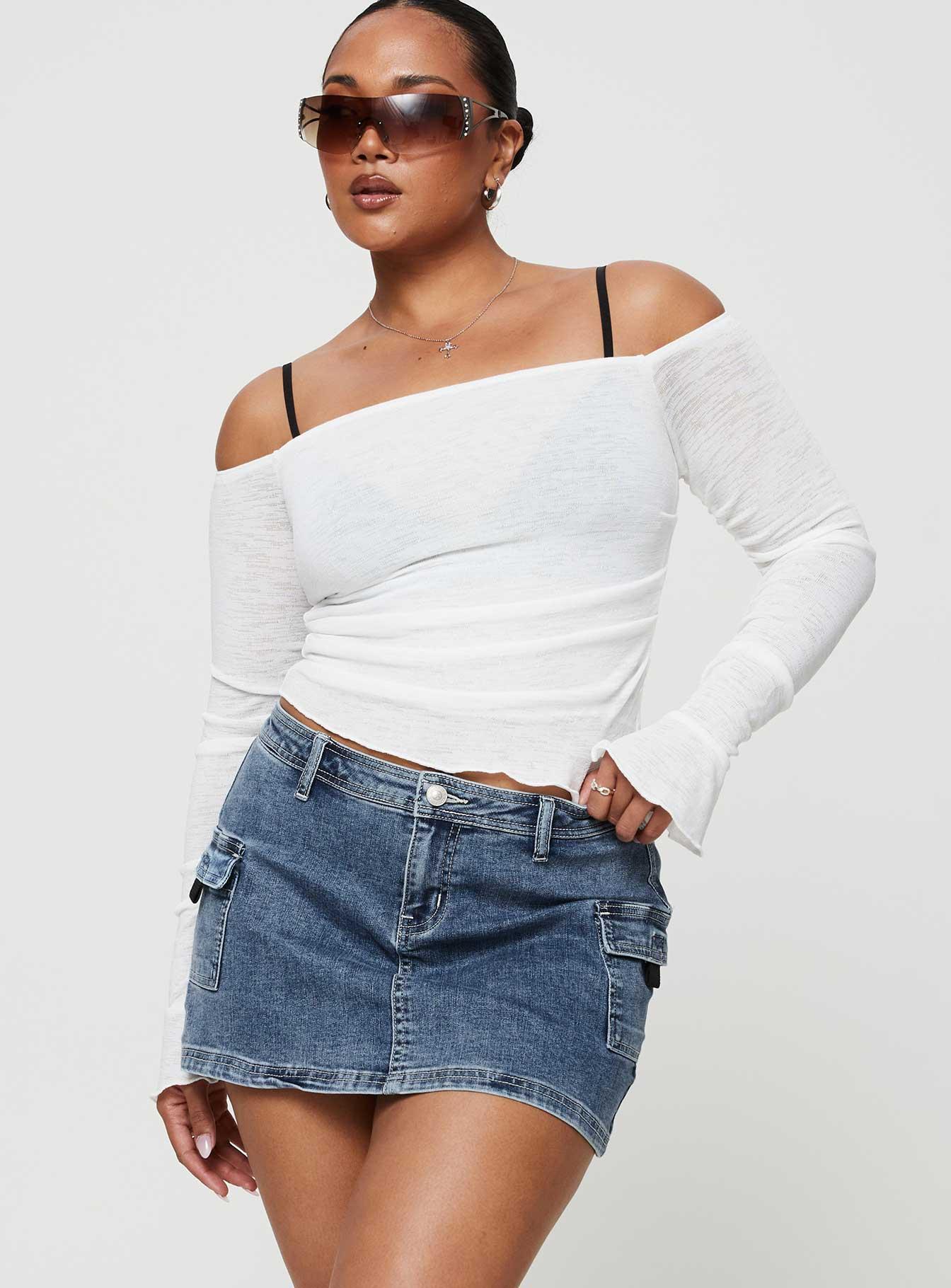 Grishea Low Rise Denim Skirt Product Image