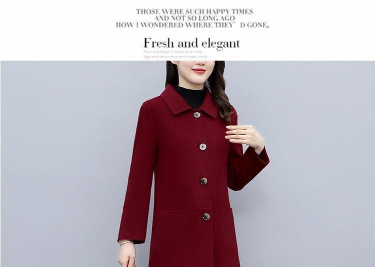 Collared Plain Button Coat Product Image