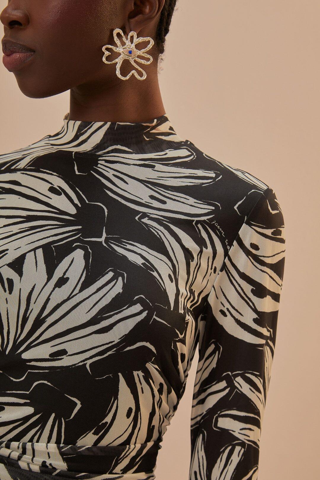 Black Bossa Banana Tulle Blouse, BOSSA BANANA BLACK / S Product Image