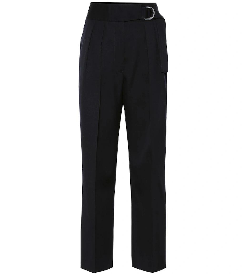 JIL SANDER High-rise Straight Wool Pants In Blue Product Image