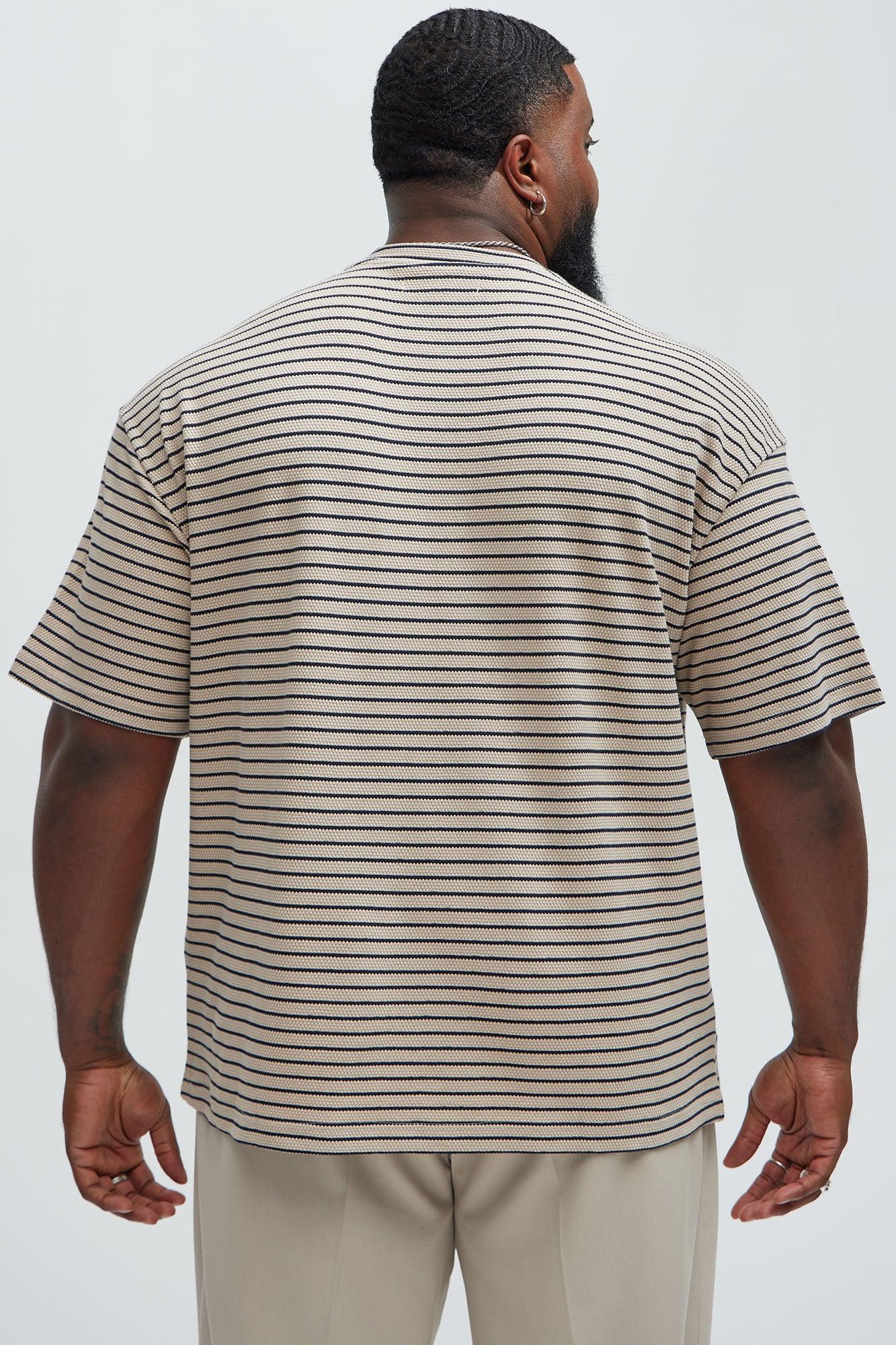 Honeycomb Striped Relaxed Short Sleeve - Cream/combo Product Image