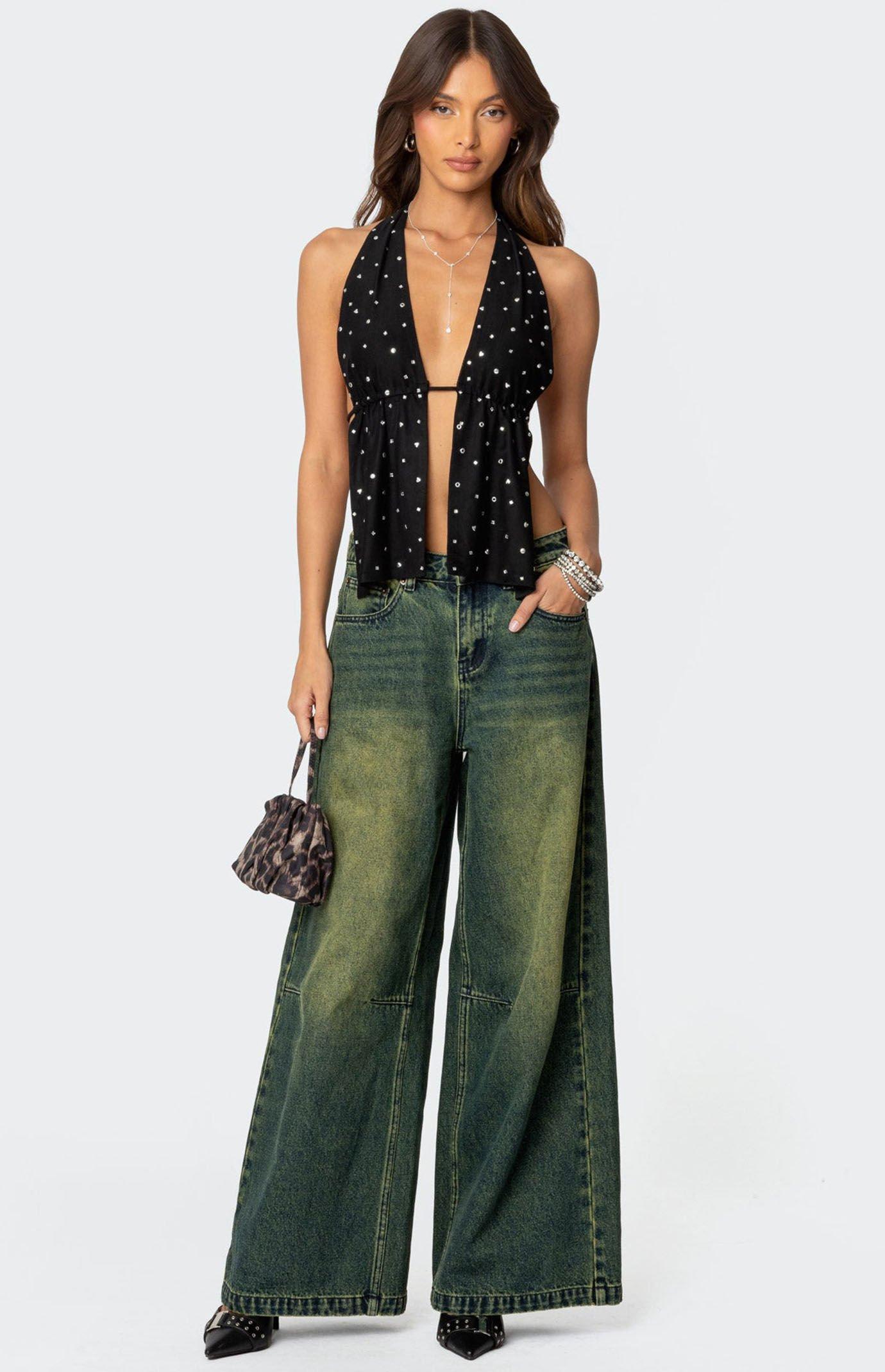 Edikted Women's Studded Open Back Halter Top Product Image