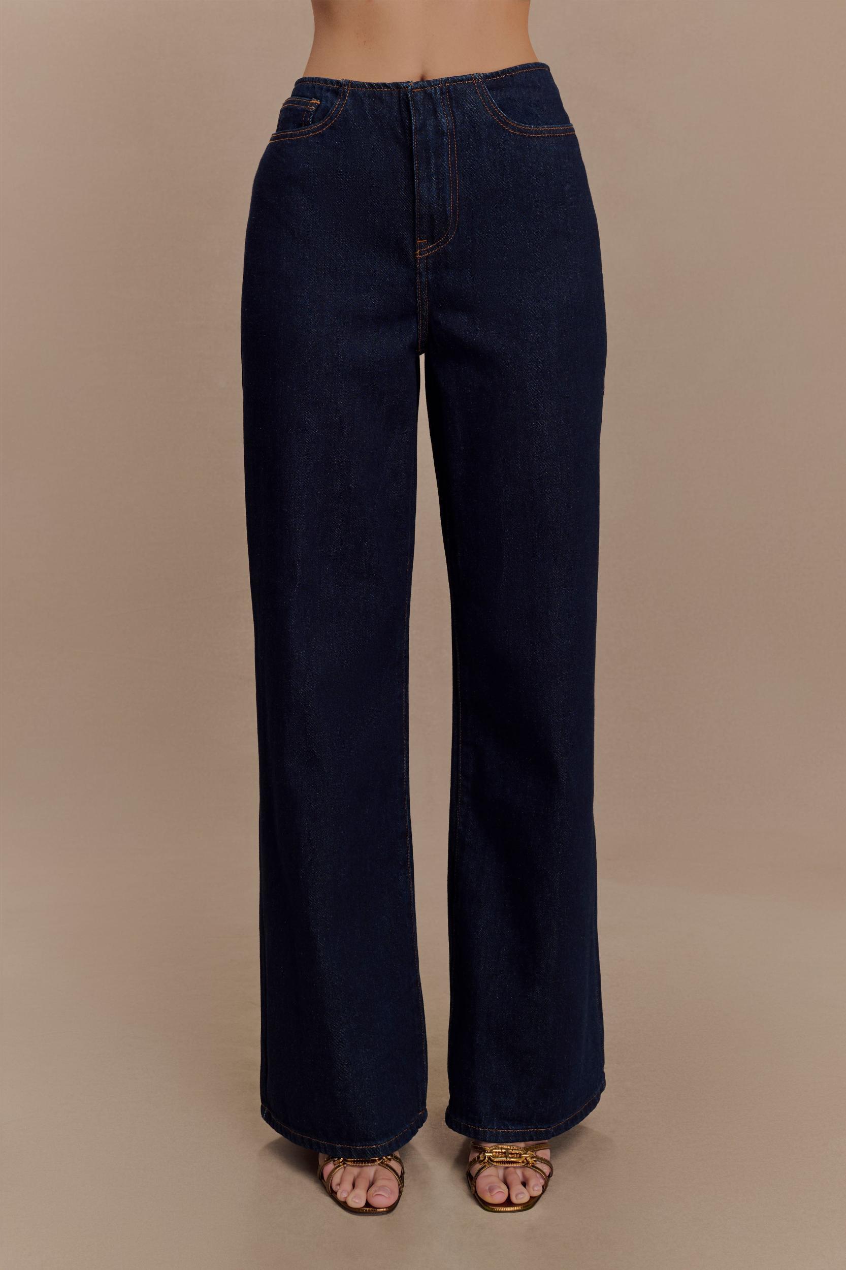 Caitlin Mid Rise Denim Jeans - Indigo Blue Product Image