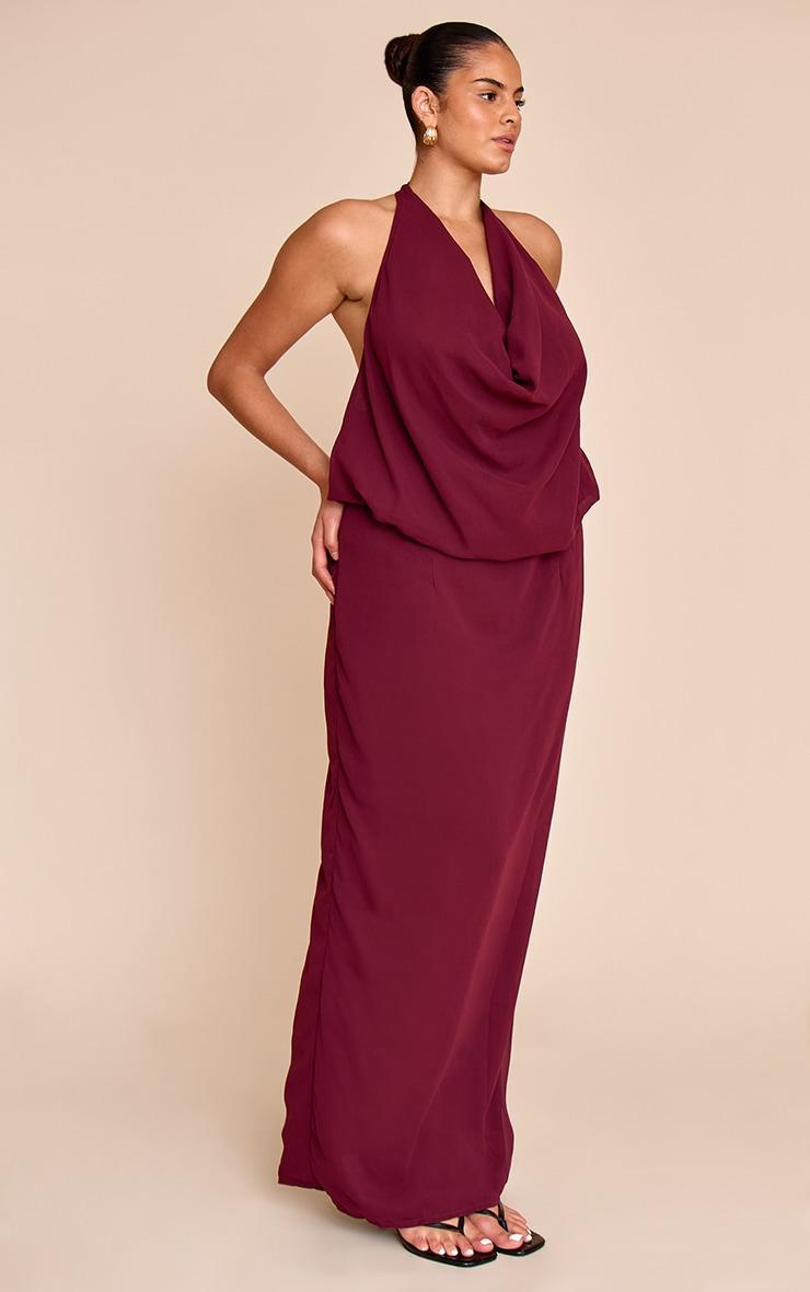 Plus Plum Chiffon Cowl Neck Maxi Dress Product Image