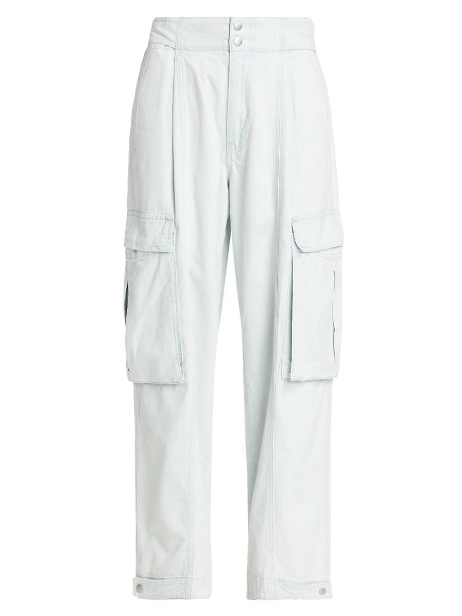 Womens Cotton Wide-Leg Cargo Pants Product Image