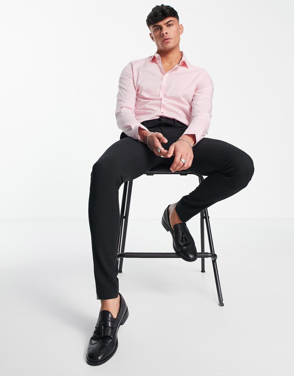ASOS DESIGN stretch slim fit work shirt in white Product Image
