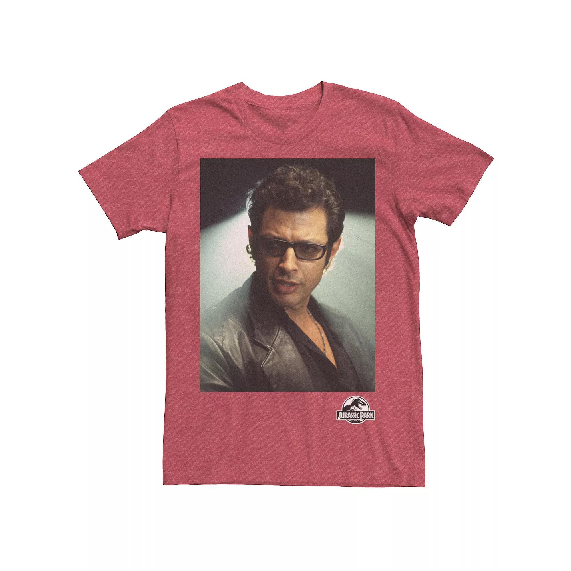 Mens Jurassic Park Ian Malcolm Head Shot Photo Graphic Tee Red Product Image
