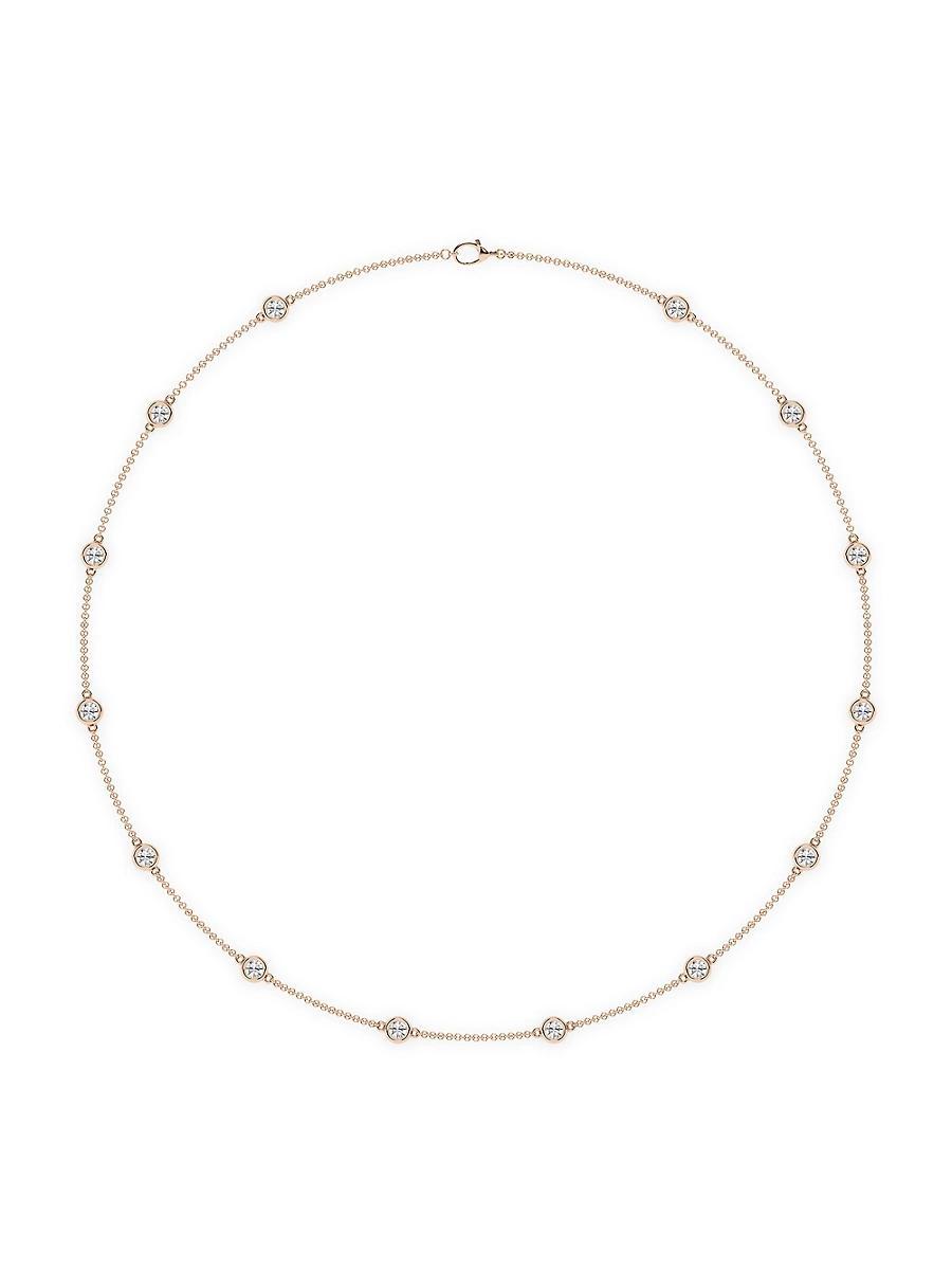 Womens 14K Rose Gold & Lab-Grown 14-Diamond Station Necklace/0.70 2.10 Tcw - Product Image