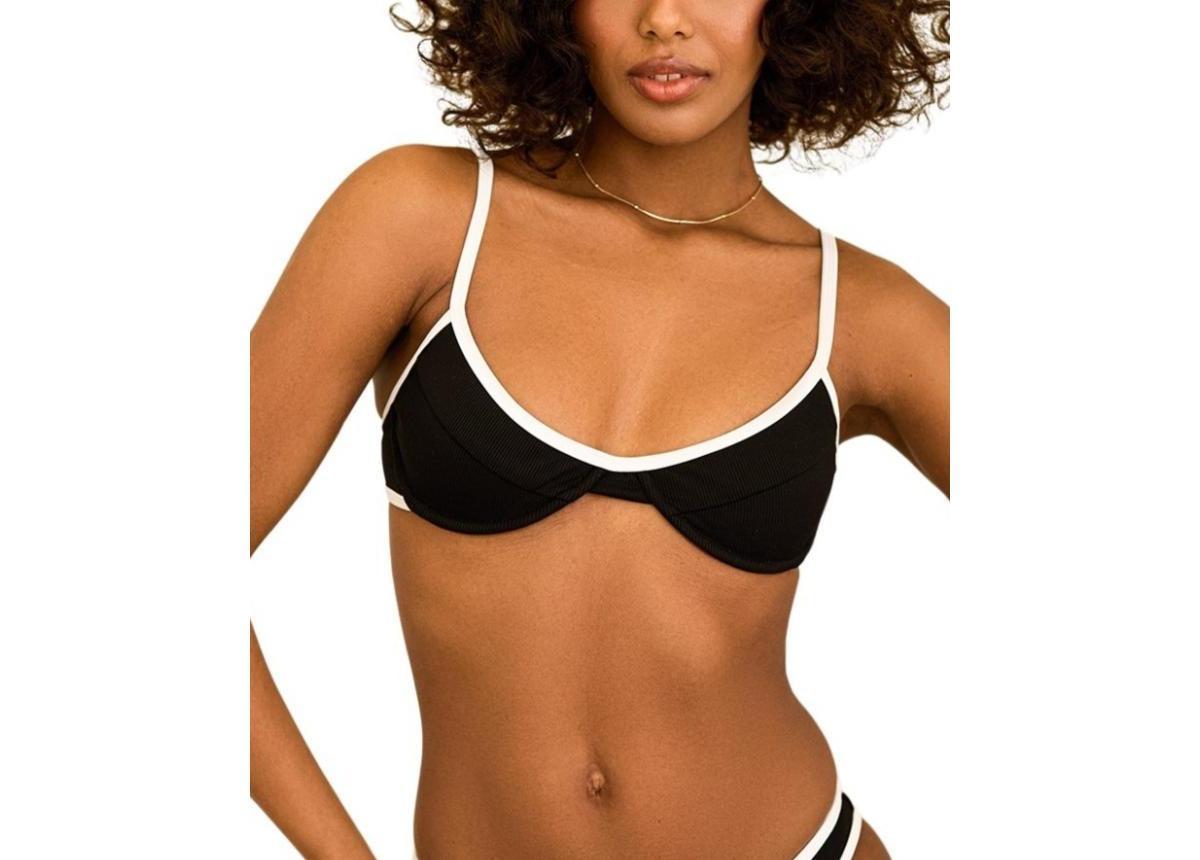 Dippin' Daisy's Women's West Coast Underwire Bikini Top in Black/White - Product Image