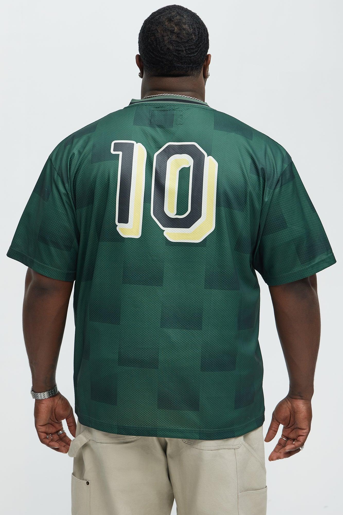 Checkered Paris Short Sleeve Soccer Jersey - Green/combo Male Product Image