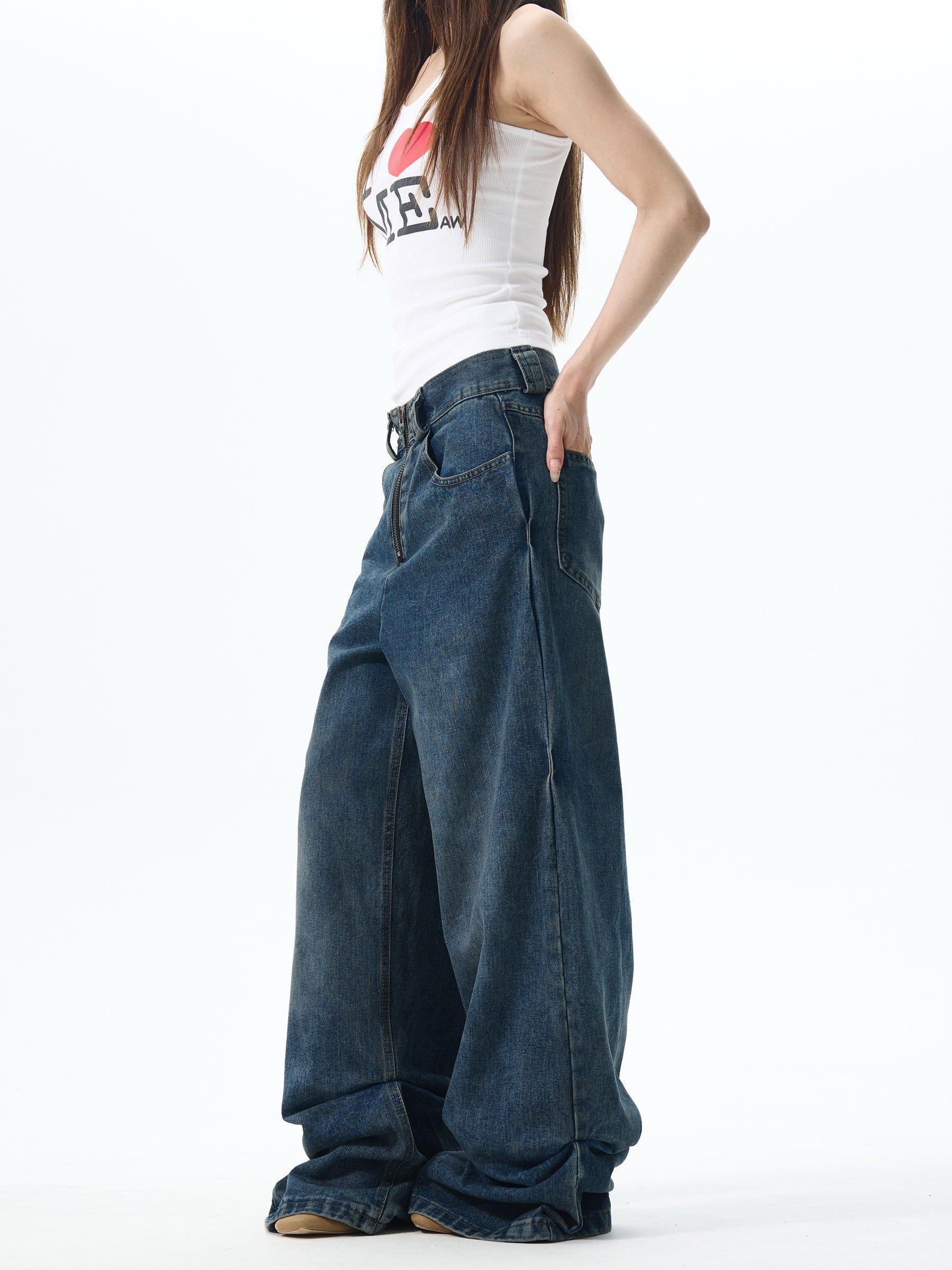 RT No. 12638 BAGGY STRAIGHT DENIM JEANS Product Image
