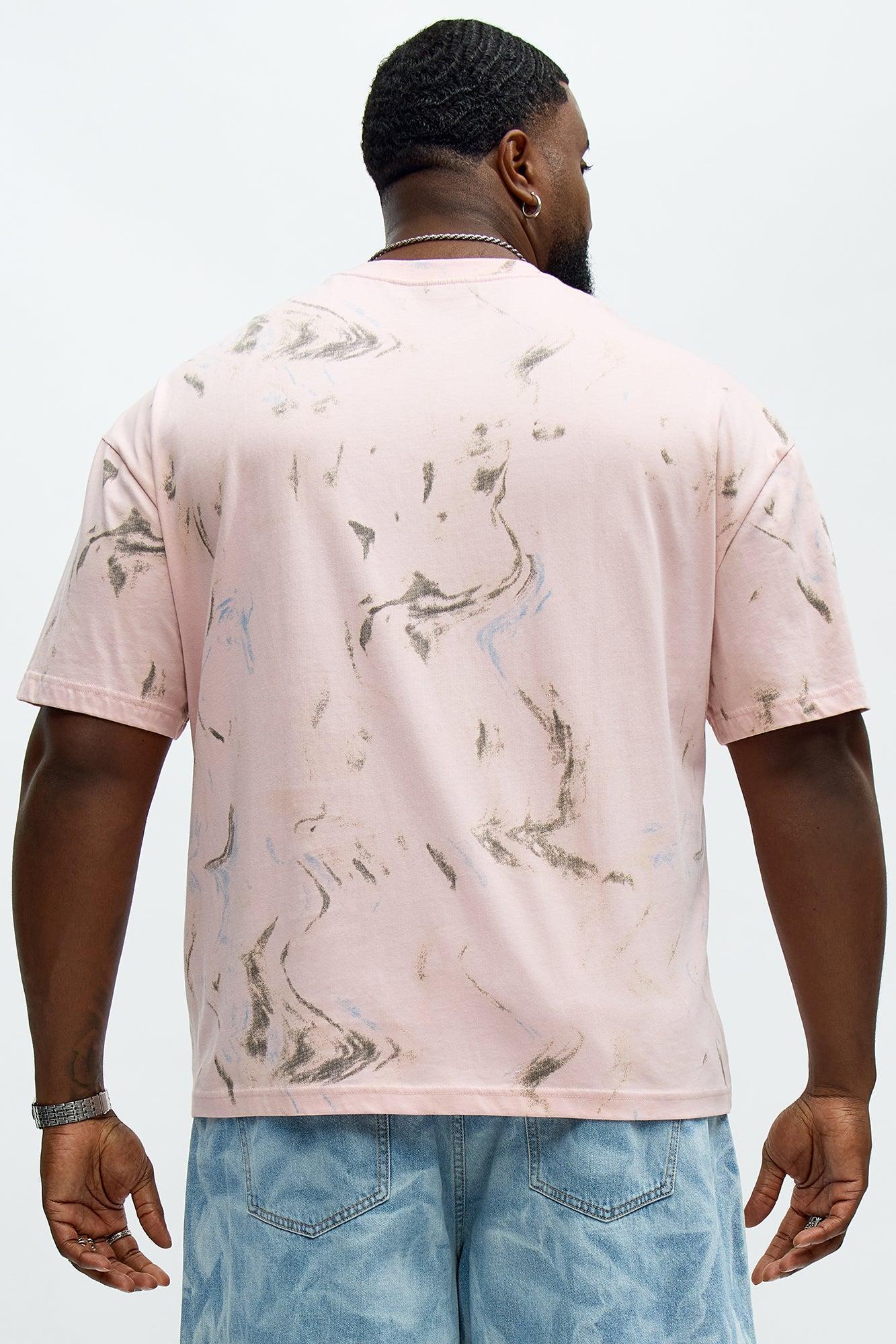 Marble Print Relaxed Tee - Pink Male Product Image