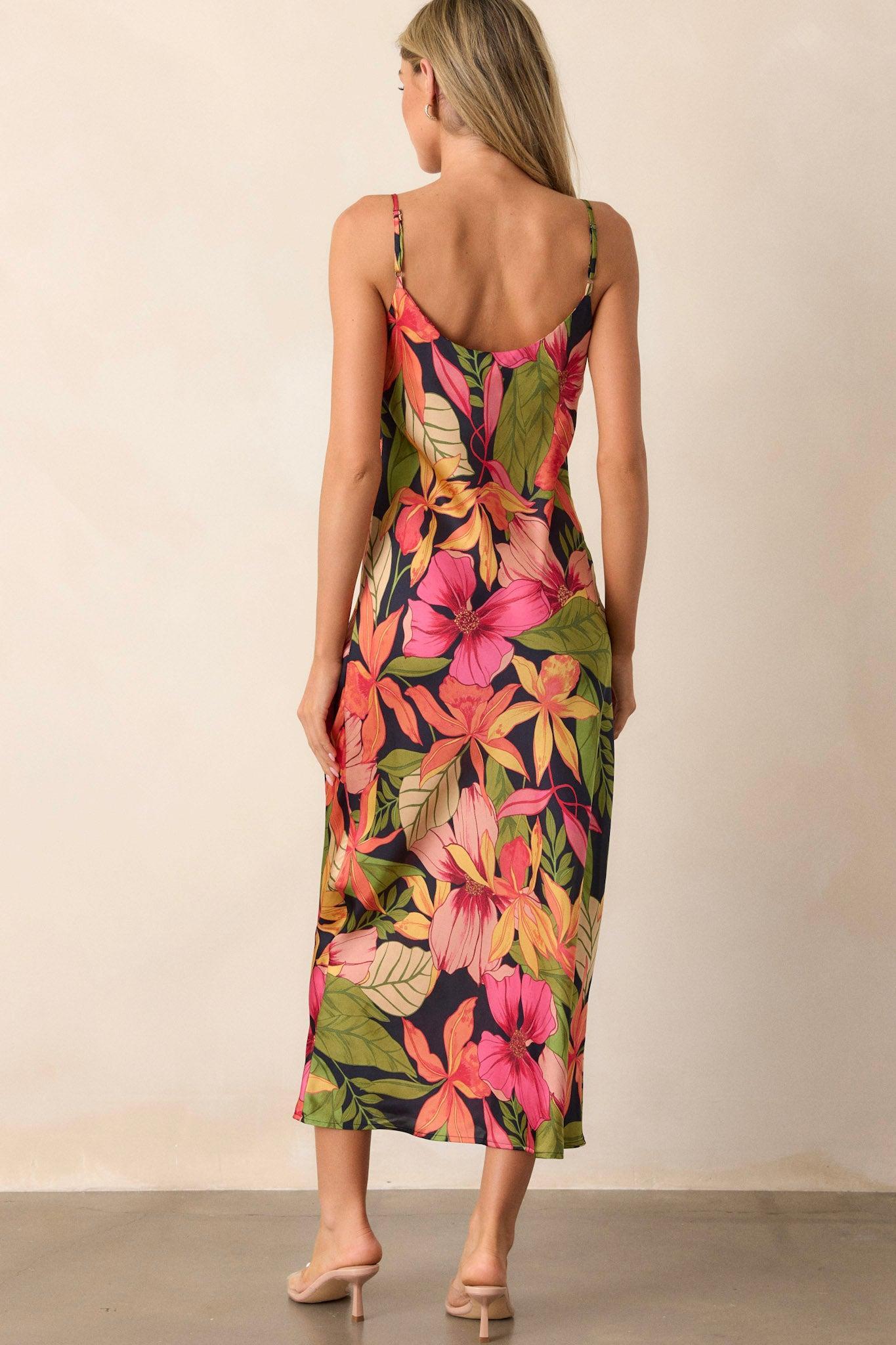 Just A Moment Black Floral Midi Dress Product Image