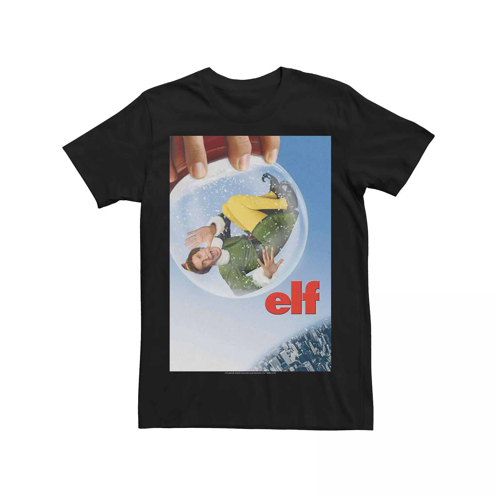 Men's Elf Buddy In A Snow Globe Poster Tee, Size: XL, Black Product Image