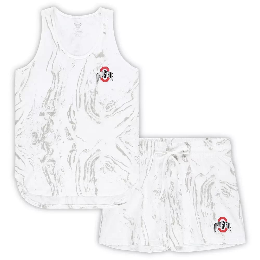 Women's Profile Cream Ohio State Buckeyes Plus Size Marble Tank Top and Short Set, Size: 3XL, Beige Product Image