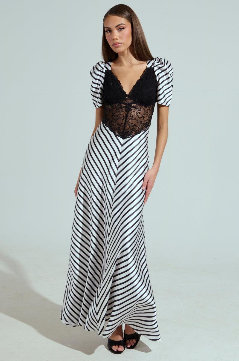 LYDIA LACE AND SATIN MAXI DRESS Product Image