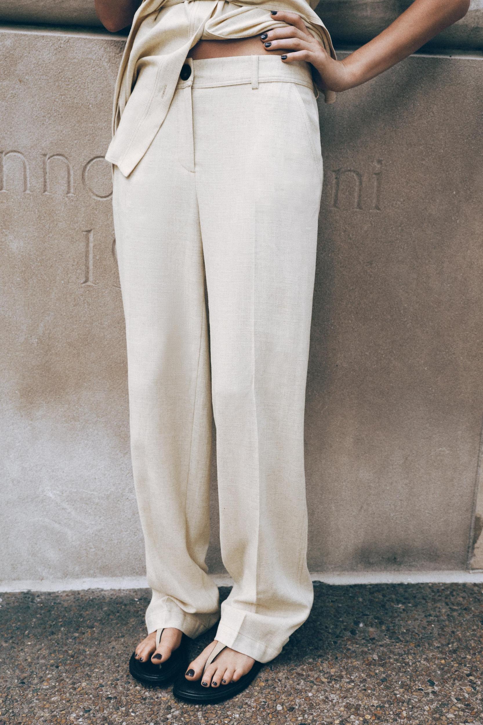 STRAIGHT LEG LINEN PANTS Product Image