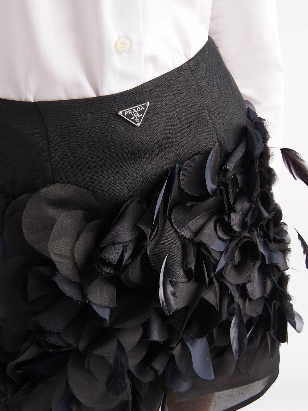 feather-detail silk miniskirt Product Image