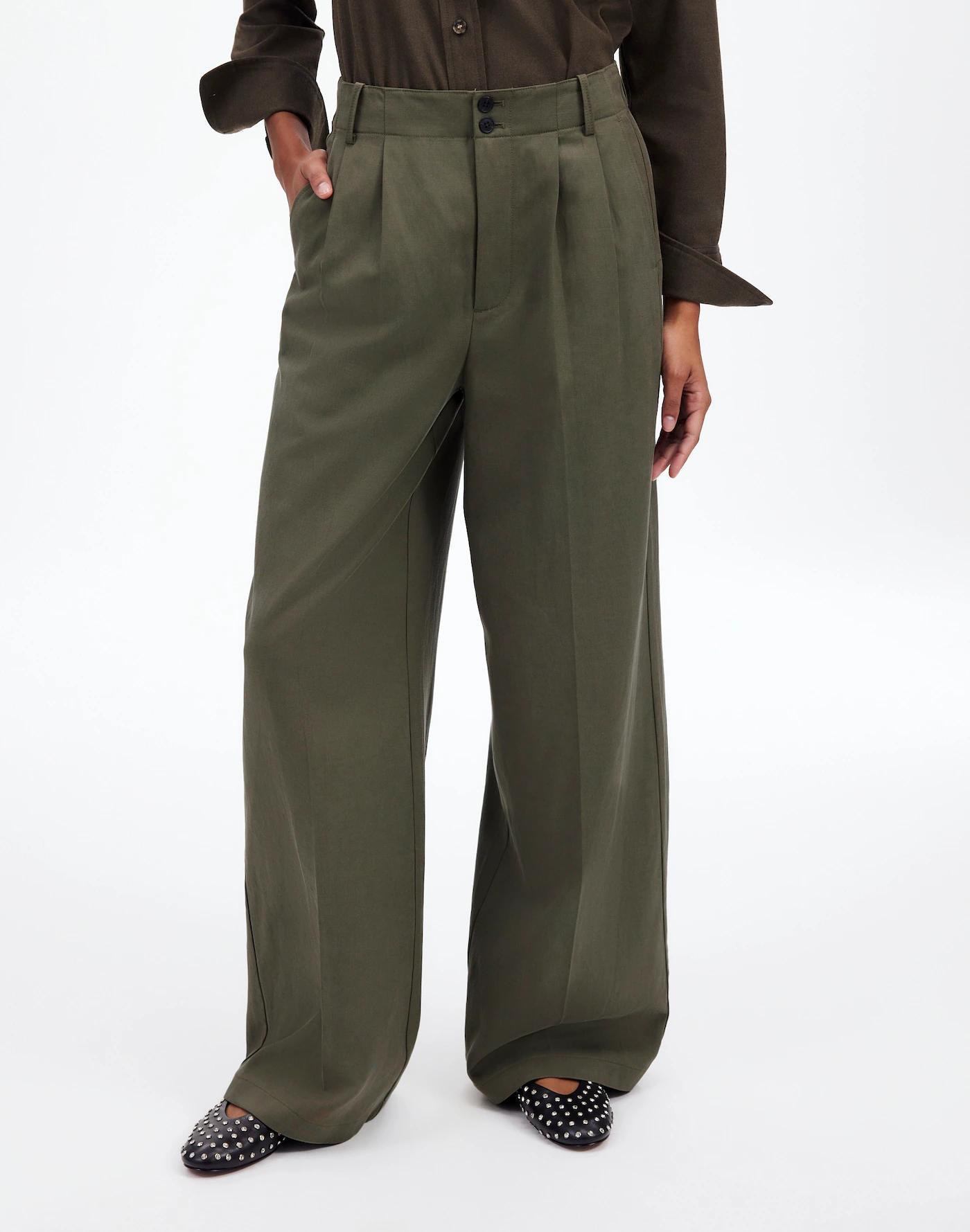 The Harlow Wide-Leg Pant in Drapey Twill Product Image