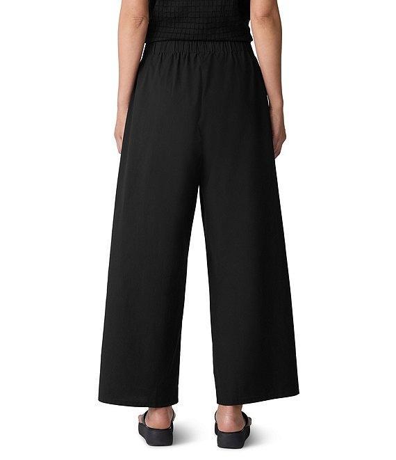 Eileen Fisher Organic Cotton Poplin Wide Leg Ankle Pants Product Image