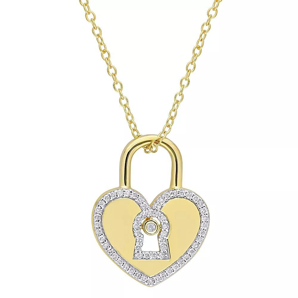 Stella Grace 18k Gold Over Sterling Silver 1/5 Carat T.W. Diamond Heart Locked Pendant Necklace, Women's, Size: 18", 18k Gold Plated Product Image