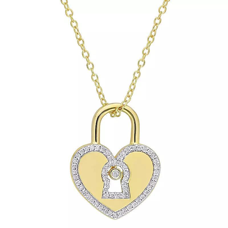 Stella Grace 18k Gold Over Sterling Silver 1/5 Carat T.W. Diamond Heart Locked Pendant Necklace, Women's, Size: 18", 18k Gold Plated Product Image