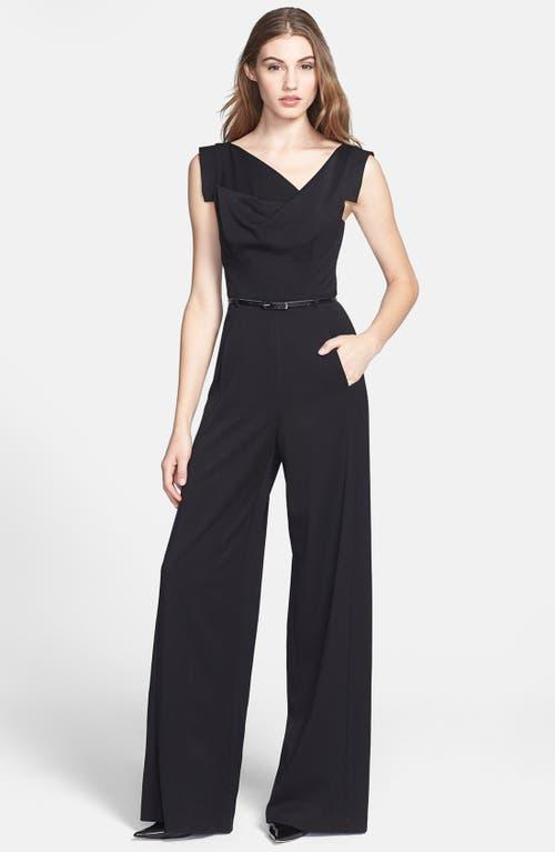 Jackie Cap-Sleeve Belted Wide-Leg Jumpsuit Product Image