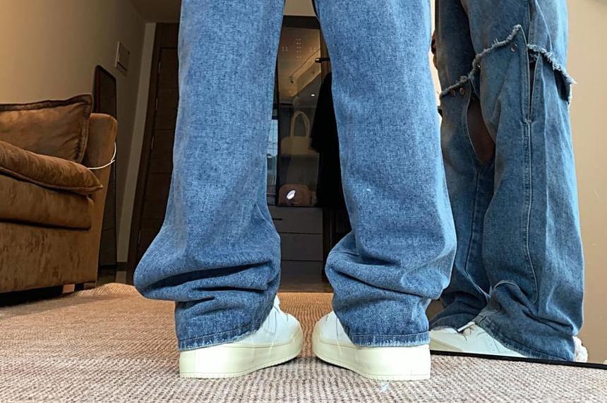 High Waist Studded Wide Leg Jeans Product Image