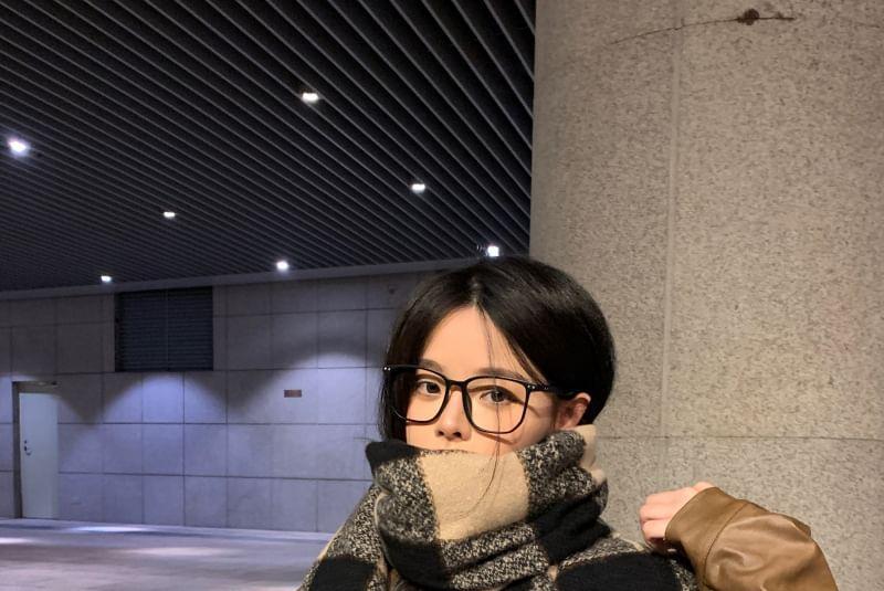 Plaid Applique Fringed Scarf Product Image