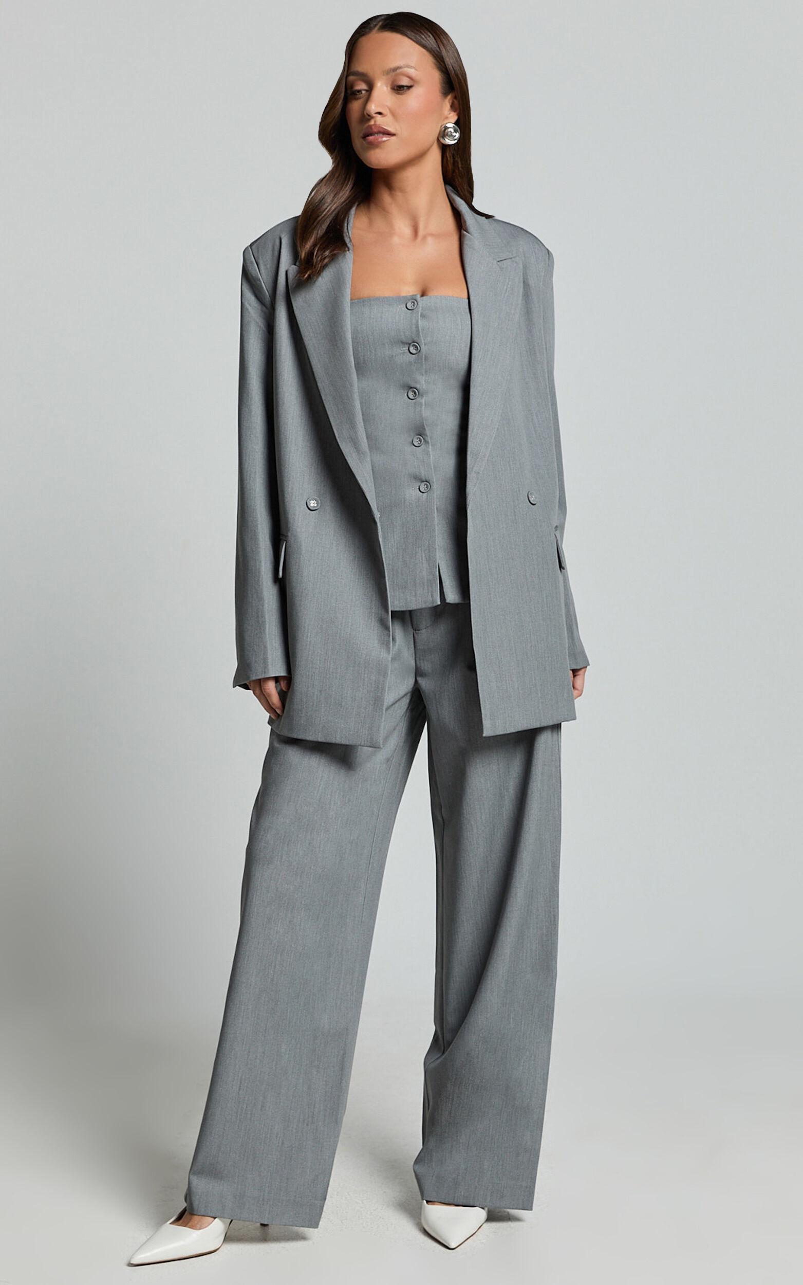 Hope Blazer - Oversized Double Breasted Blazer in Grey Product Image