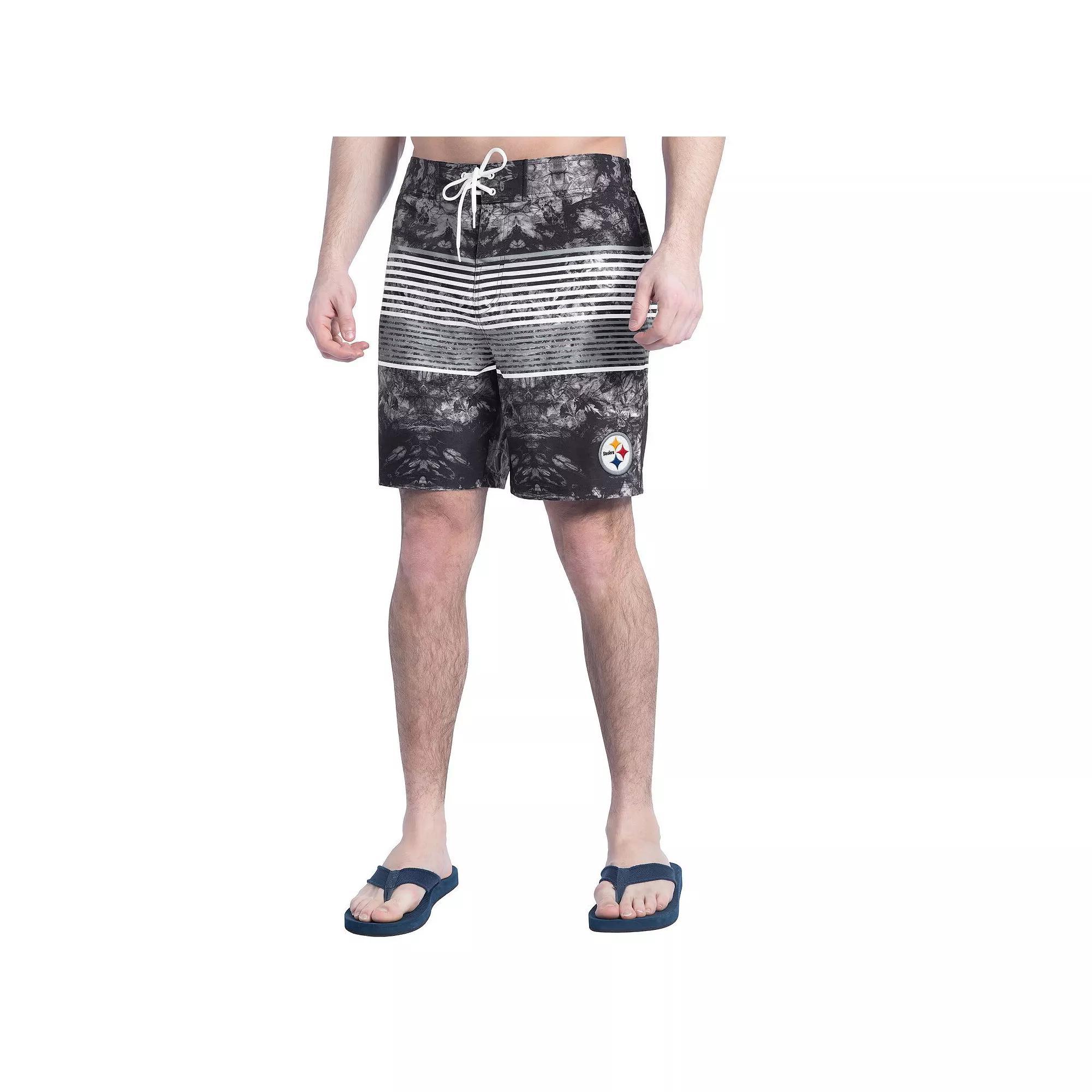 Men's G-III Sports by Carl Banks  Black/Gray Baltimore Ravens Horizon Volley Swim Shorts, Size: Large Product Image