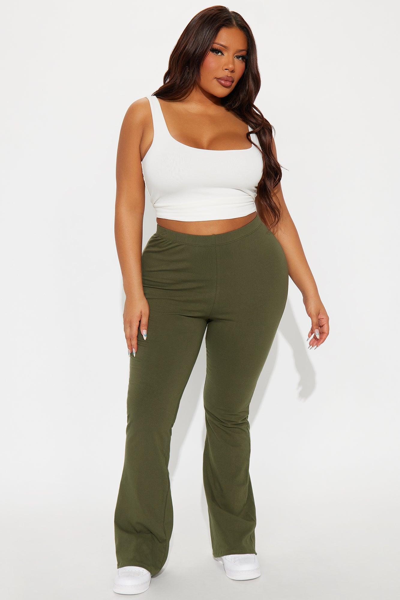 Petite Adriana Flare Pant - Dark Olive Product Image
