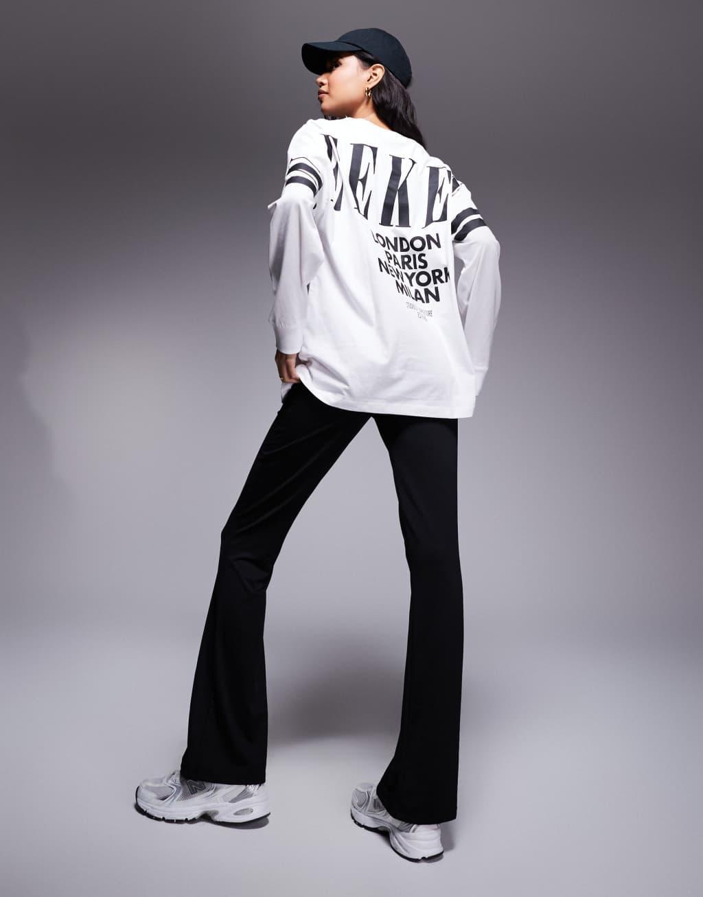 Weekend Collective Icon oversized long sleeve T-shirt with stacked back logo in white Product Image