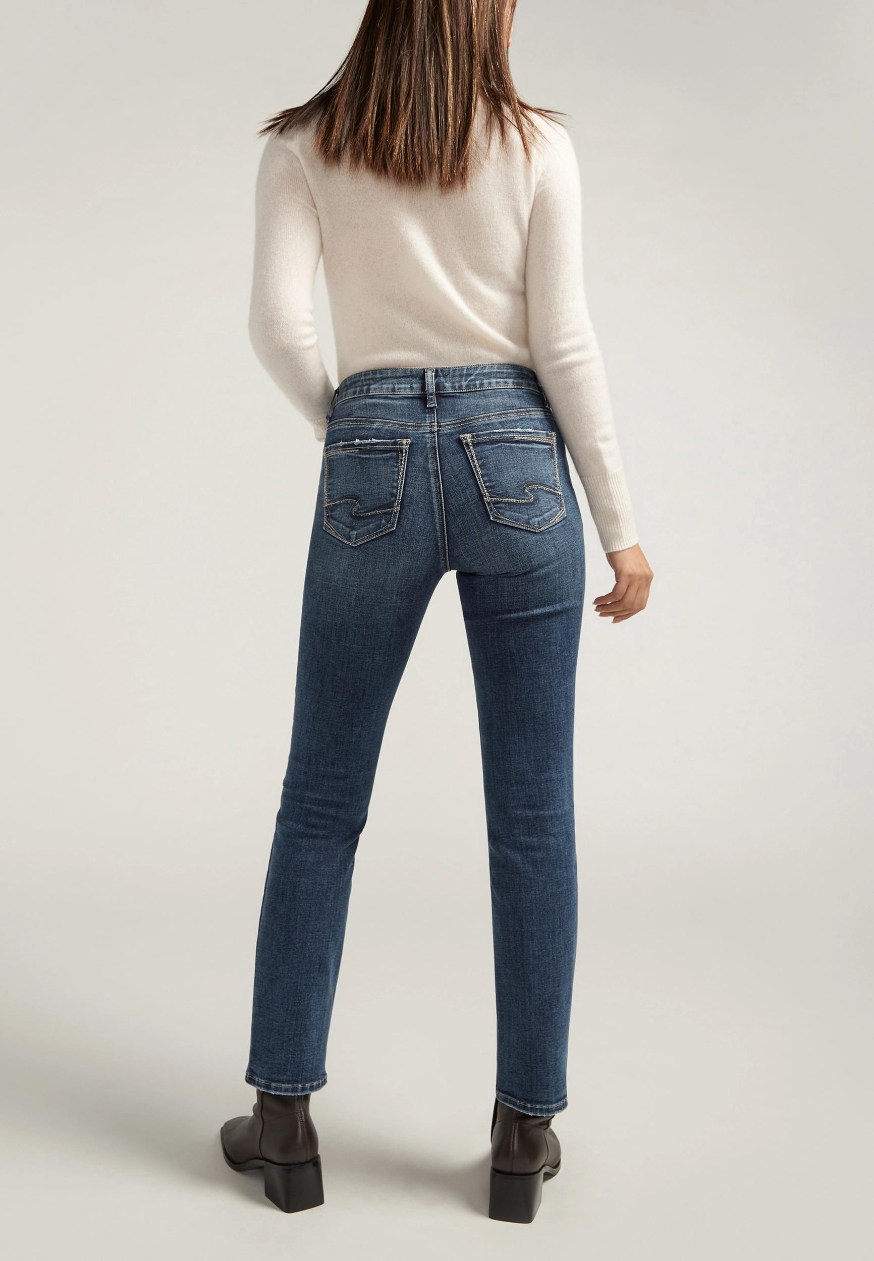Silver Jeans Co. Silver Jeans Co. Womens Elyse Comfort Dark Mid Rise Straight Jean Blue Denim Size 33 - Maurices Product Image