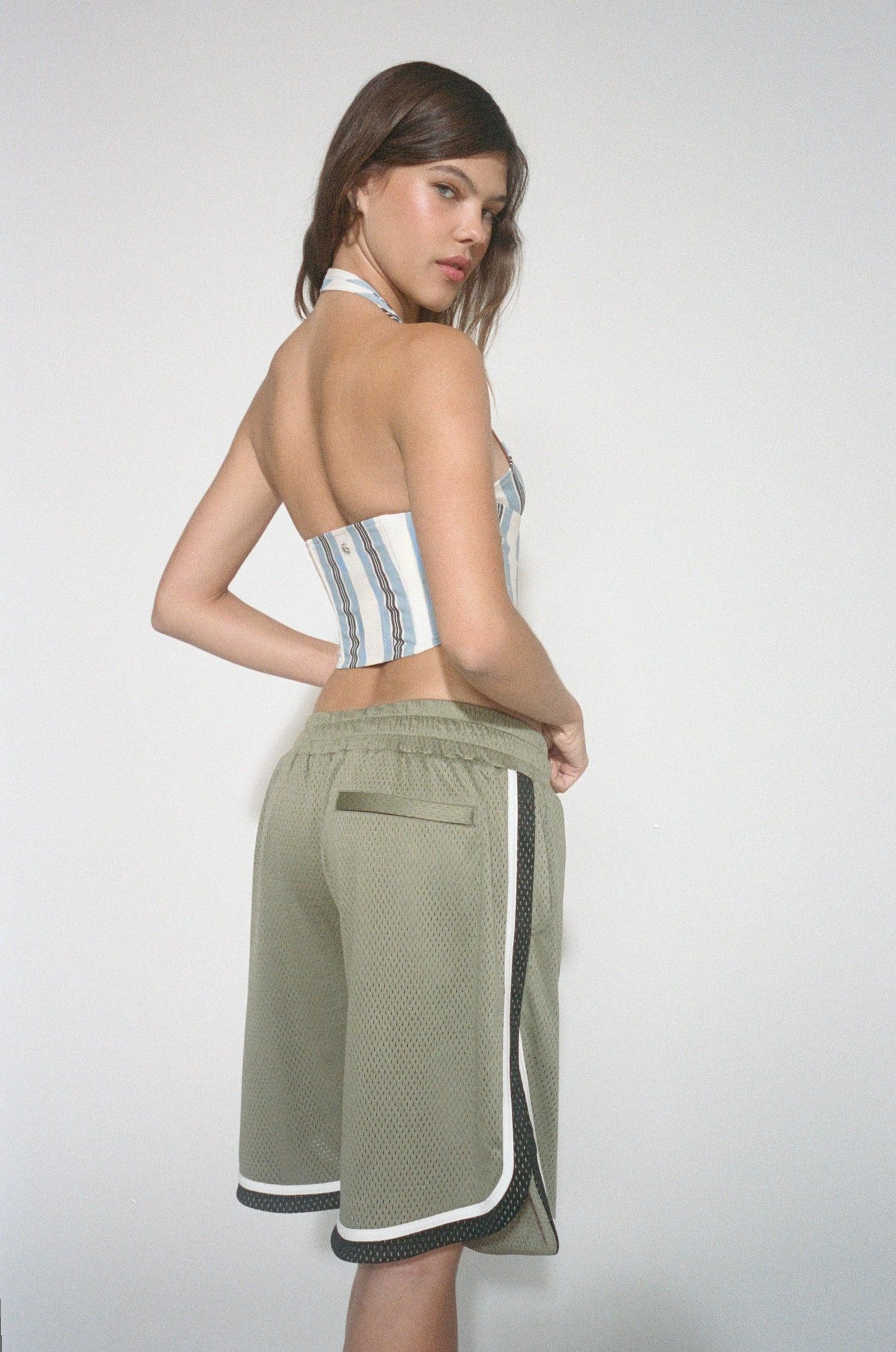 MARA CORSET - BLACK AND BLUE STRIPE Product Image