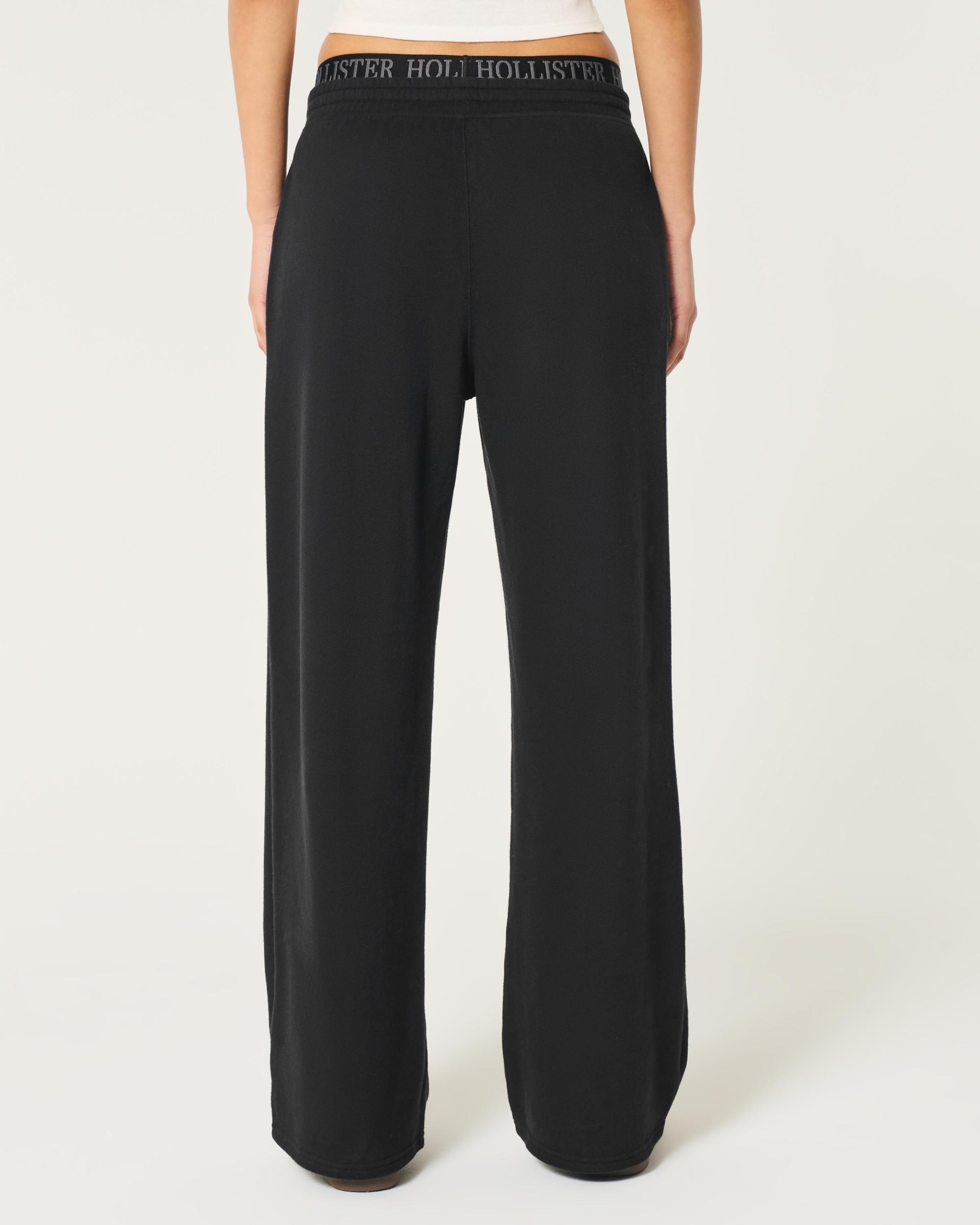 Logo Waist Fleece Wide-Leg Pants Product Image