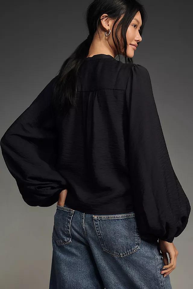 By Anthropologie Puff-Sleeve Textured Blouse Product Image