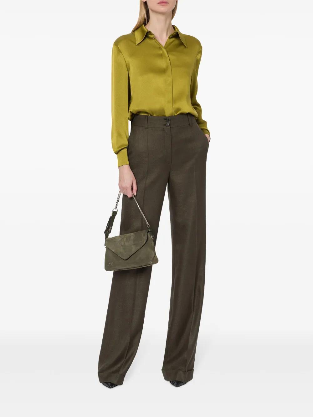 ALBERTA FERRETTI Long-sleeve Satin Shirt In Green Product Image
