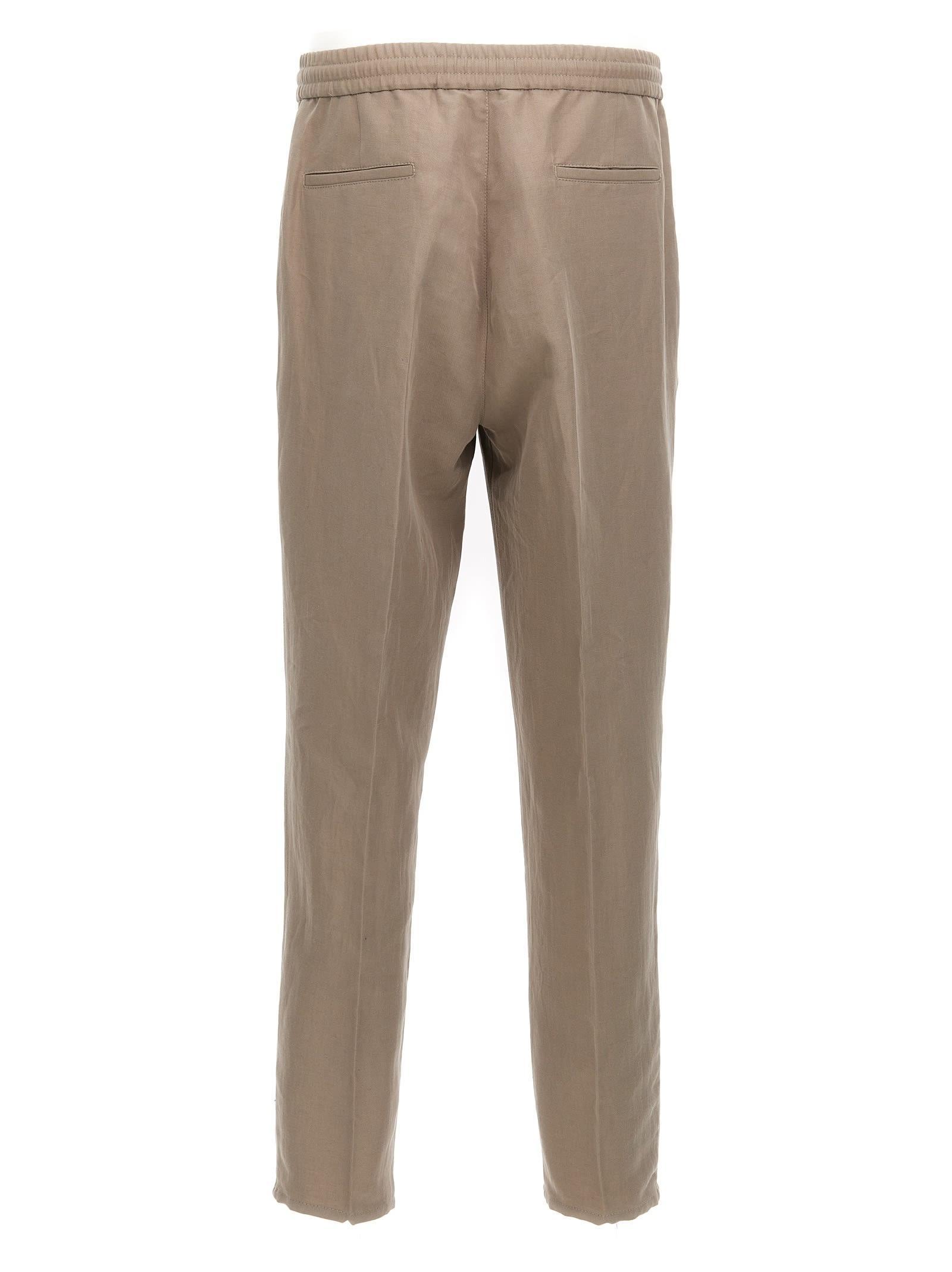 BRUNELLO CUCINELLI Linen Trousers In Gray Product Image