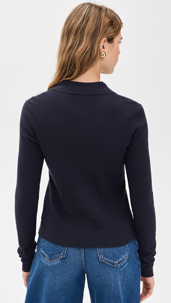 L'AGENCE Sterling Jewel Button Collar Sweater | Shopbop Product Image
