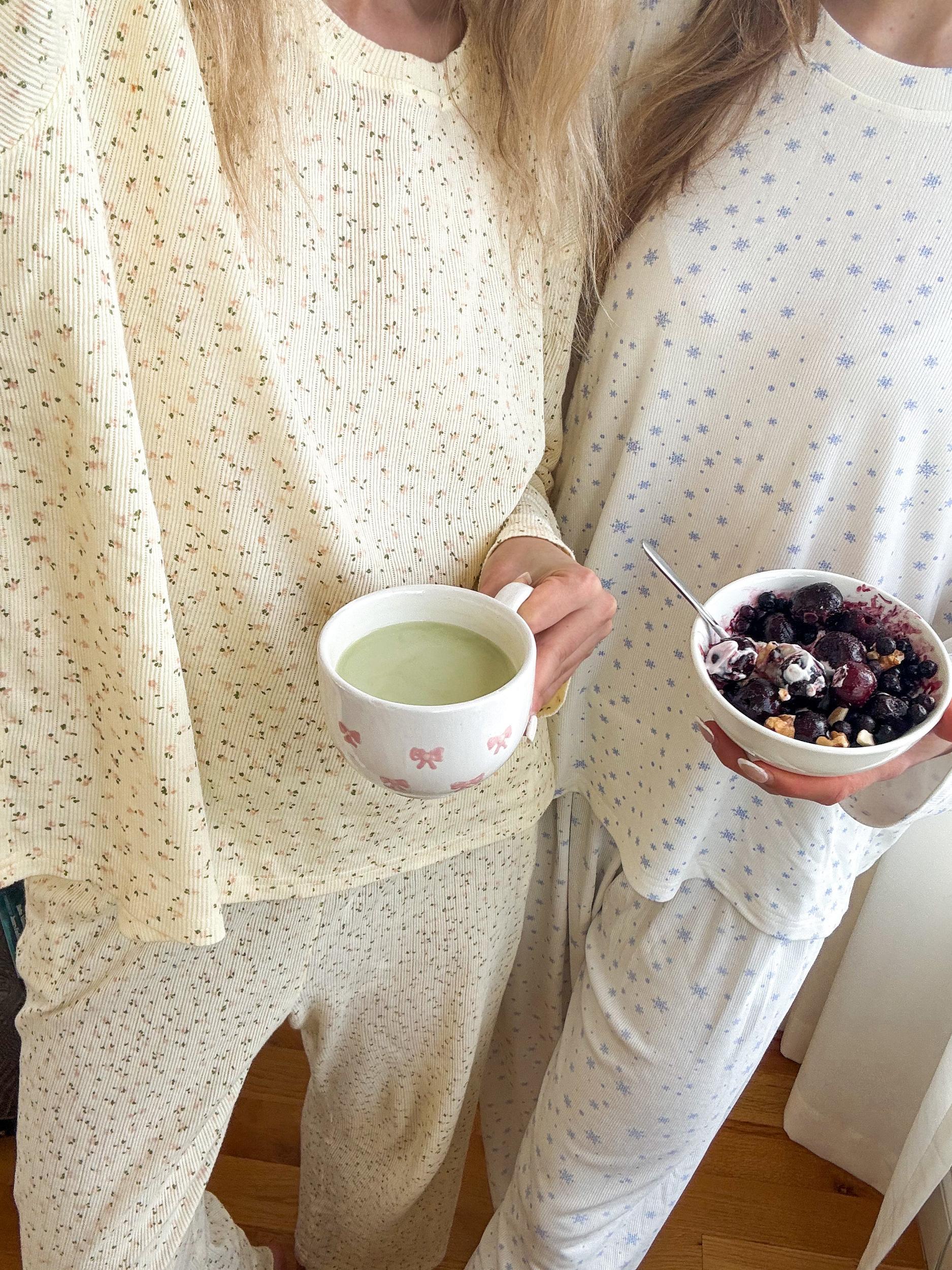 Lemon Floral Long Sleeve Pajama Top Product Image