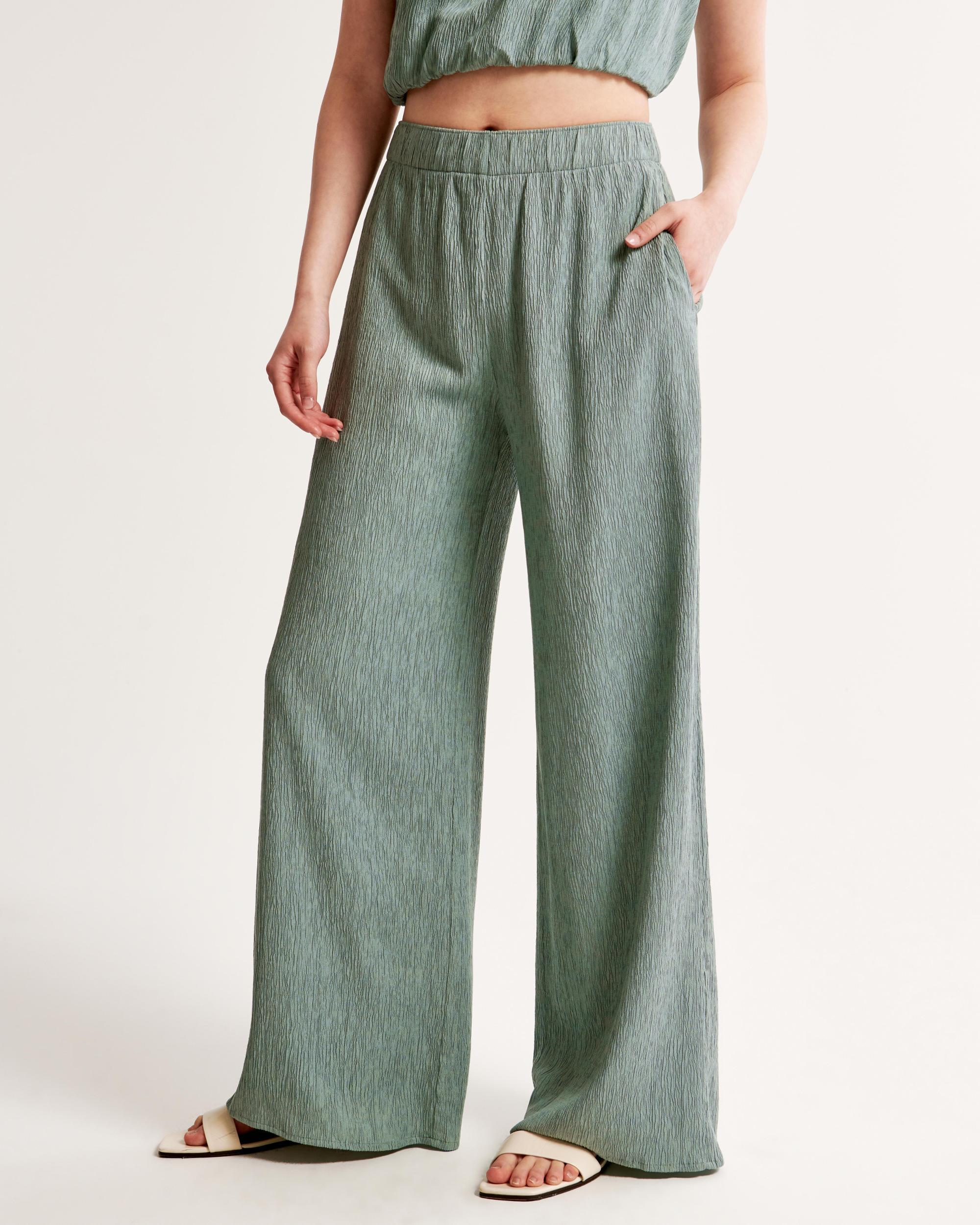 Crinkle Textured Pull-On Pant Product Image