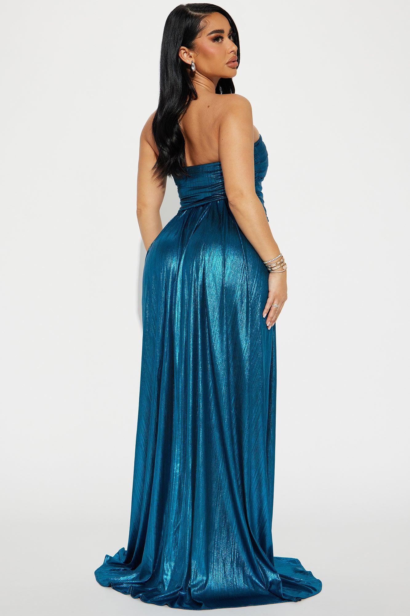 Ariella Metallic Gown - Teal Product Image
