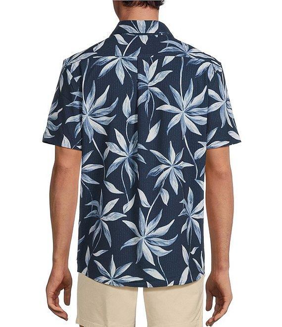 Rowm Big & Tall Performance Rec + Relax Short Sleeve Large Leaf Print Seersucker Shirt Product Image